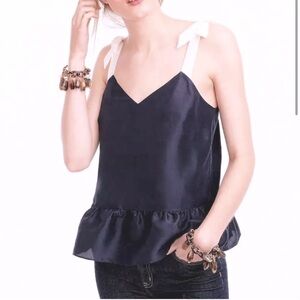 Silk JCrew tank with bows